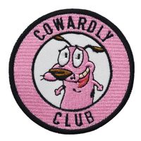 Hot Sell Pink COWARDLY CLUB Toppe per ricamo cane Front Size Iron On Sew On Applique Decoration for Clothing