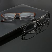 Metal metade quadro leitura óculos presbyópico masculino masculino feminino vidros distantes ultra luz preto com força +100 a +400