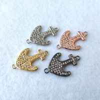 Handmade Charm Micro Pave Cubic Zirconia ship anchor Connector Beads DIY Bracelet Accessories Jewelry Making CT557