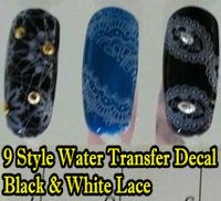 18pcs Black & White Lace Nail Art Water Decals Transfer Tran...