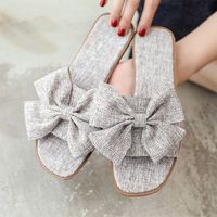 Girls Outdoor Flat Slides Sweet Big Bow- knot Design Slippers...