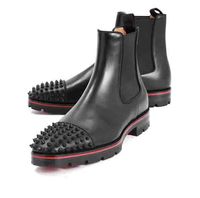 Lüks Tasarımcı Rahat Ayakkabılar Erkekler Ayak Bileği Çizmeler Kırmızı Taban Erkek Çivili Boot Düşük Topuklu Orijinal Deri Süet Perçinler Kavun Spikes Düz Kısa Knight Bootie Kauçuk