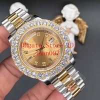 Montres de luxe 43mm Mens or jaune 18 carats Bigger Diamond Watch Montre-bracelet Mouvement automatique Mode hommes Grandes Montres bling