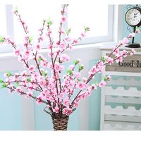 Primavera cereja artificial ameixa flor de pêssego ramo de flor de seda árvore para decoração de festa de casamento branco vermelho amarelo cor eea447