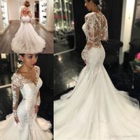 berta country Mermaid Wedding Dresses 2019 Sheer Long Lace Appliques Maniche Tromba Vedi attraverso la schiena Abiti da sposa vintage Abiti da sposa