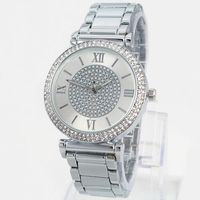 高品質の熱い販売シルバーゴールドウォッチ女性の高級熱い販売レディース腕時計のためのガールフルステンレスラインストーンクォーツ時計