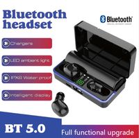 W12 TWS Беспроводные Bluetooth Наушники Светодиодные Мерцание 6D Звуковой Эффект Bluetooth V5.0 Гарнитура с Микрофонцком с 2600 мАч Power Bank