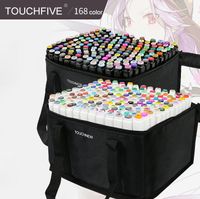 Touchfive 168 Färgkonstmarkörer Ställ in Dual Headed Artist Sketch Oljiga Alkoholbaserade markörer för Animation Manga Luxury Pen School Supplies