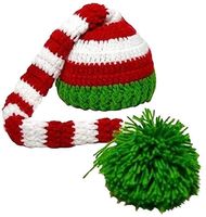 Kerst elf lange tail haak beanie gebreide hoed kous pom-pom caps santa hoed voor baby meisjes jongens