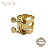 Naomi Tenor Saxofón Ligature Metal Ligature Tenor Saxophone Boquilla con tornillos Doble para Sax Boot Piece