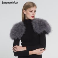 2019 Real Fur Cape Shrug Women Genuine Ostrich Feather Fur S...