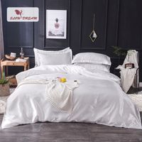 Slowdream White 100% Silk Bedding Set Home Textile King Size Bed Set Bedclothes Duvet Cover Flat Sheet Pillowcases Wholesale