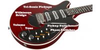 China hizo brian la guitarra eléctrica roja 24 trastes BMG Especial Especial Antiguo Cerezo 3Electric Puente TREMOLO