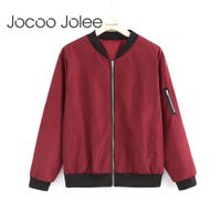 Jocoo jolee moda bomber chaqueta mujeres manga larga abrigos básicos casual rompevientos delgado delgado ropa exterior chaquetas cortas 2018