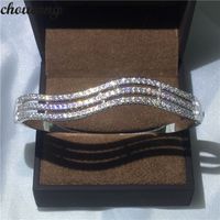 Choucong fêmea simples onda linha pulseira 5a cúbico zirconia branco ouro enchido empate de noivado para mulheres acessos de casamento