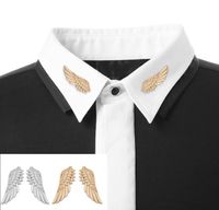Fashion Popular Silver & Gold Color Wings Collar Pin Sweater Shirt Brooches For Women Angel Wing Cute Girl Punk Jewelry Valentine&#039;s Day Gift