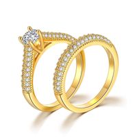 311R 2 anello set per donna femmina 24k oro puro gioielli di moda placcata bijoux zircone cubico design originale