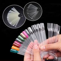Natural / Clear False Tips Tablero Pantalla Fan Fan Formado Acrílico UV Polaco Card Card Manicure Nail Art Practice Herramientas