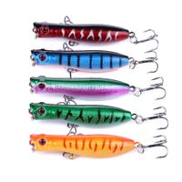 50pcs Fishing lure Fishing Tackle 5 Color Top water Popper lures Fishing bait 6cm 5g