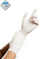 Juego para salas blancas compatibles guantes de nitrilo sin polvo texturizada, 10" Largo, Medio, blanca (paquete de 100)