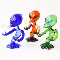 Alien Glass Smoking Pipes green / blue/ amber available smokin...