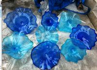 Zarte antike hängende kristall handgeblasen glas wand platten lampe blau kunst dekor