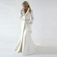Modern Kış Gelin Pelerin Ceket Uzun Kollu Kürk Düğün Ceket Sevimli Şal Ceket Saten Faux Boncuklu Kanat