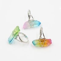 Crystal Ringar Justerbara Mens Ringar Naturlig Gem Stenring Vit Kristallkvarts Tillbehör Silverpläterade Mode Smycken