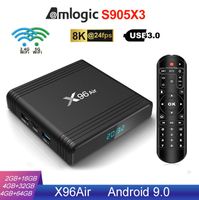 X96 Air Android 9.0 Caixas de TV S905x3 4GB 32GB / 64GB Dual WiFi 2.4G + 5G Bluetooth 8K Atualização H96 Max