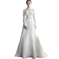 Eine Linie Vintage Brautkleider mit Spitze-Kristall 2020 mit langen Ärmeln Brautkleider Vestidos De Novia