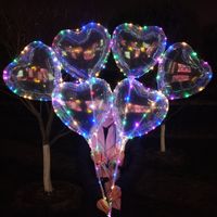 LED Love Heart Star Shape Forma Globo Bobo Luminous Bobo Globo con luces de cadena de 3m 70 cm Polo Night Light Globo para Decoraciones de Bodas Decoraciones Juguetes