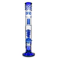 Glasbongs Spule Perkolator Wasserleitung mit Spritzschutzgrün / blauen Farben 16 Zoll 18,8mm Gelenkbong-Wasserhaare