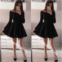 Party Events Homecoming Dresses 2020 Long Sleeves Black Popu...
