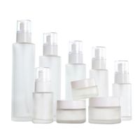 Frosted Glass Pump Bottle Refillable Cream Jar Lotion Spray ...