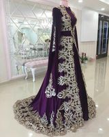 Marokkanische Kaftanabendkleider Lila Eleganter Dubai Abaya Arabische Abendkleider Für besondere Anlässe Abschlussballkleid Mit Appliques Spitze Vintage
