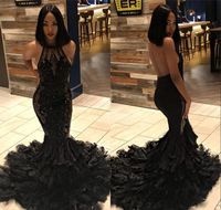 Black Color Prom Dresses 2019 South African Black Girls Halt...
