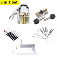 5 In 1 Locksmith Tension Wrench Tool Gebroken Key Extractor Tools met Transparante Practice Lock Pick Set Locksmith Supplies