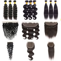 Human Virgin Hair Straight Bundles With Lace Closure Frontal...