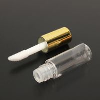 Vazia transparente PE Lip Gloss tubos de plástico Lip Balm tubo batom Mini Sample recipiente cosmético com Cap de Ouro 10 Pieces 1,2 ml