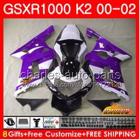Frame For SUZUKI GSXR 1000 K2 GSXR1000 2000 2001 2002 Body 14HC.130 GSX R1000 00 02 GSXR-1000 GSX-R1000 00 01 02 Fairings kit purple white