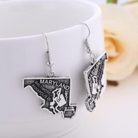 Wholesale maps of USA States Maryland Massachusetts Minnesota Mississippi Antique Sliver Color Earrings Free Shipping 2019 NEW