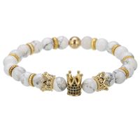 2020 8mm Naturstein Armband Türkis Luxusdesignerschmuck Frauen Bracelects Rose Quartz Zirkonia Crown Armband-Geschenk