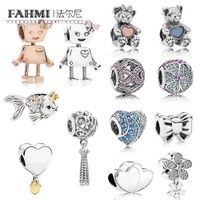FAHMI 100% 925 Sterling Silver Charm BELLA BOT Fiocco Dazzli...