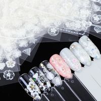 27 pcs Nail Art Adesivos Envoltórios Decalque Renda Branco Flores 3D Charme Geometria Borboleta Manicure Slider Decoração Adesiva Dicas JICC