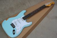 Fábrica cielo azul de encargo de la guitarra eléctrica del estilo de la vendimia, palisandro, blanca Pickguard, herrajes cromados, se puede personalizar