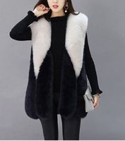 automne hiver gilet de fourrure couleur chaude section longue mode veste en fausse fourrure de grande taille manteau de fourrure