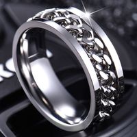 Chegada Nova Aço Inoxidável Cadeia rotação do anel para presentes do Dia Homens Mulheres Personalidade Rotatable Hip Hop Rings Round Design Namorados Presente-Y