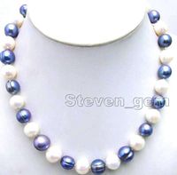 pärlor smycken högkvalitativ naturlig försäljning stor 10-13mm vit svart pärla 17 "halsband