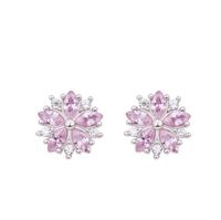 925 Sterling Silver Sakura Flower Design Stud Earring Pink S...