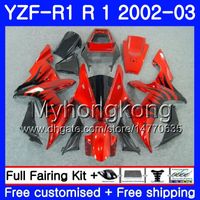 Czarne płomienie Czerwone Bodys dla Yamaha YZF-1000 YZF R 1 YZF R1 2002 2003 nadwozi 237HM.AA YZF 1000 YZF-R1 02 YZF1000 Ramka YZFR1 02 03 Owalnia